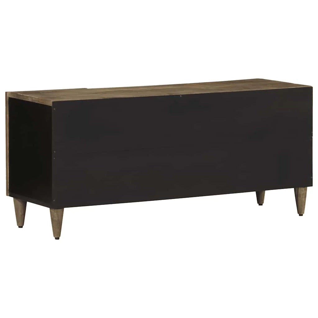 Pratico mobile porta TV con ampio spazio di archiviazione 105 x 33,5 x 46 cm in legno di mango grigio chiaro 02_0057747