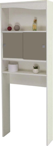 Cisterna WC con Lavatrice Frontale in Tonalità di Moka, Modello 6090A2191A17, Armadio da Bagno Alto