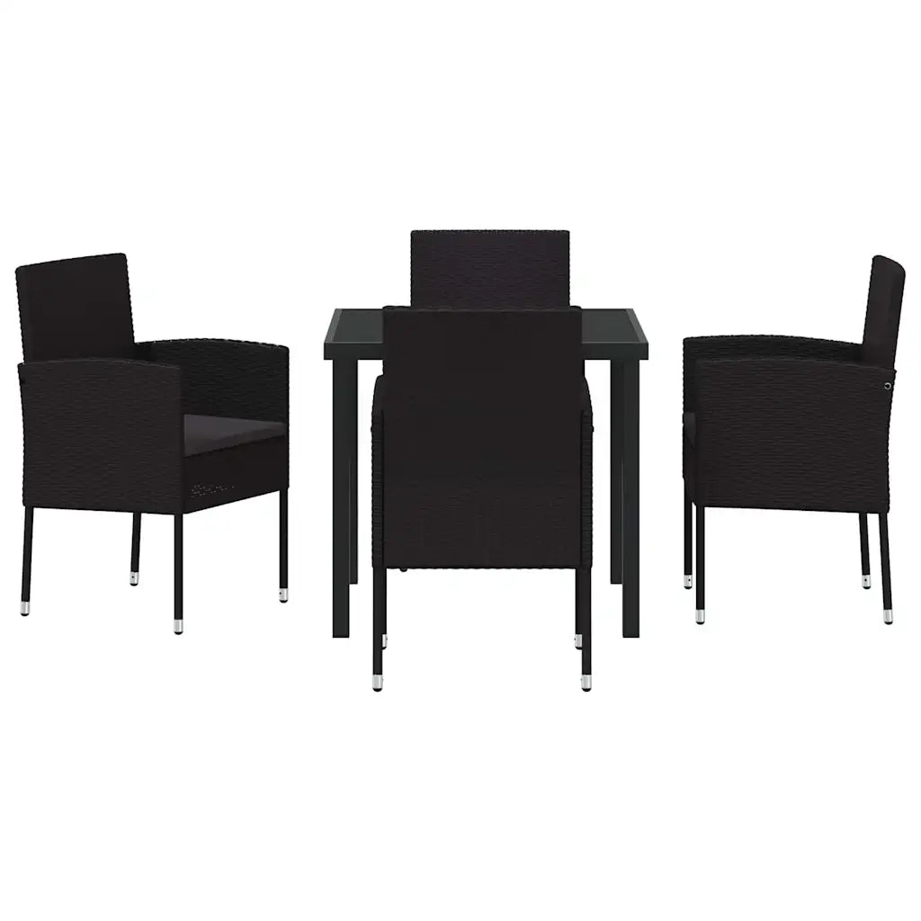 Set da Pranzo per Giardino con cuscino 5 pcs Nero polyrattan 3380065