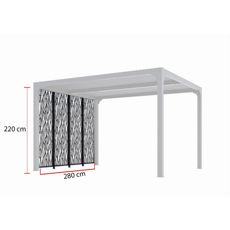 Pannello in acciaio moucharabieh per pergola bioclimatica lato 3 metri – schermo decorativo antivento e privacy – PERBIM30 Foresta