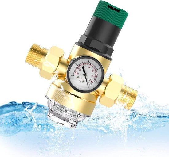 Regolatore di pressione idraulica adattabile 1 pollice DN32 con manometro - regolatore di pressione idraulica in ottone per negozi e spazi all'aperto