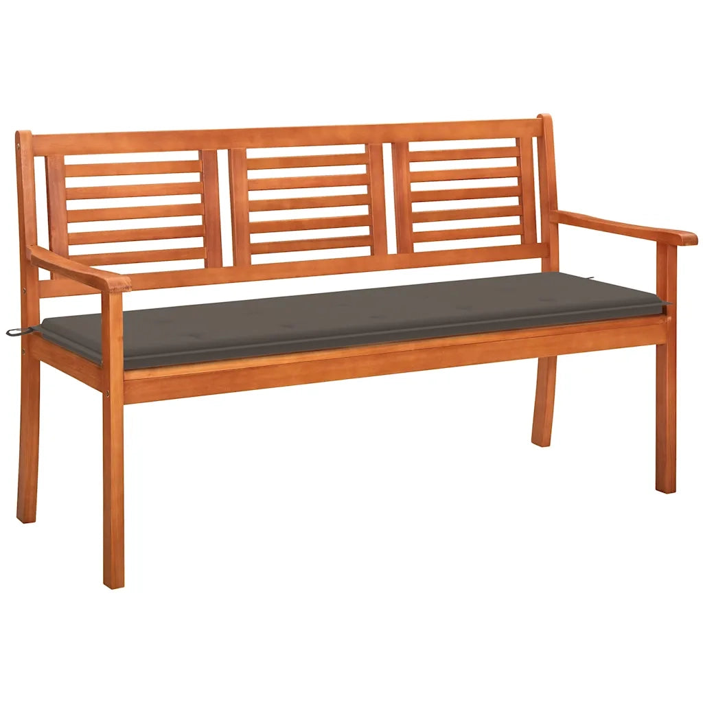 Panchina da Giardino 3 Posti e Cuscino 150cm Massello Eucalipto cod mxl 75777