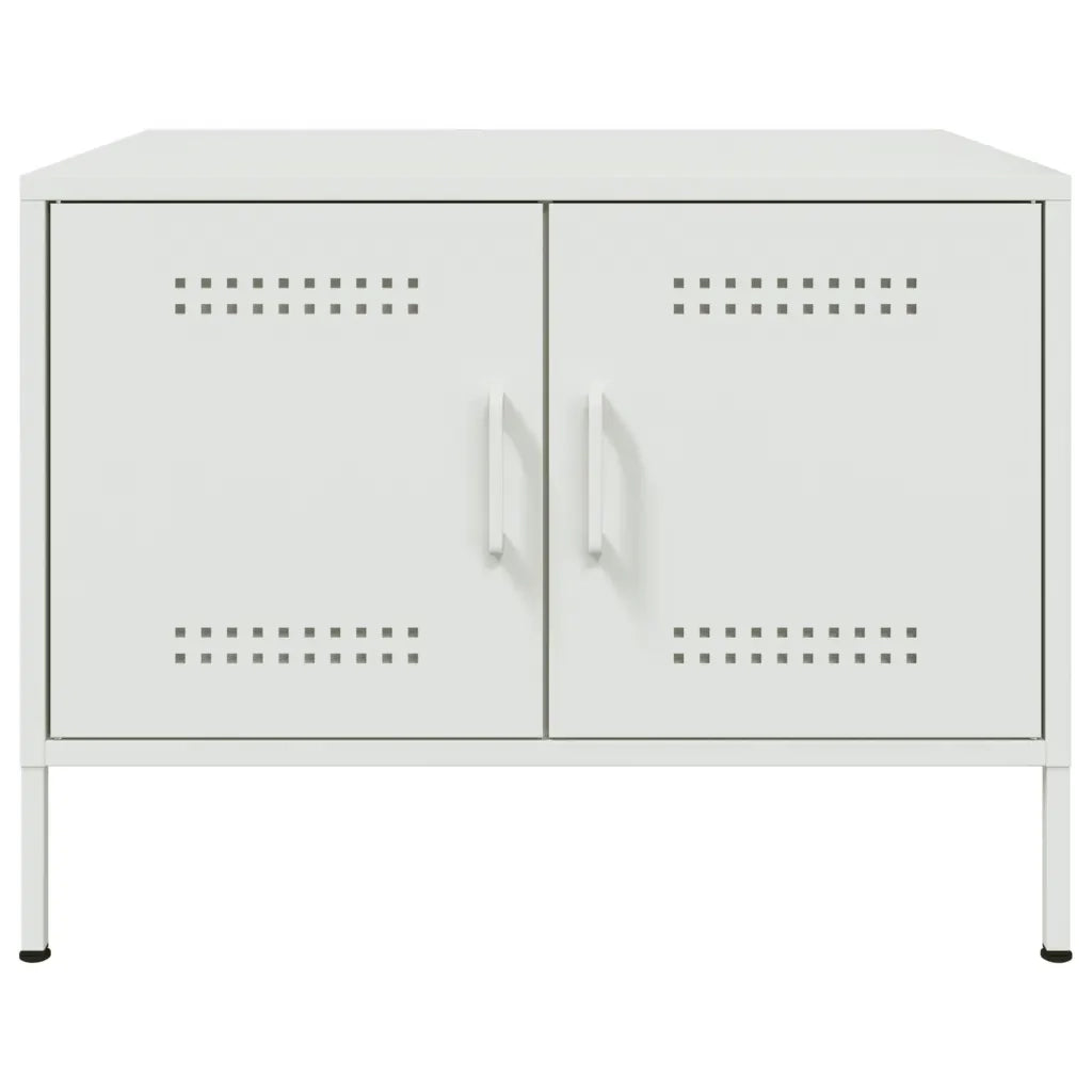 Tavolino da Salotto Bianco 68x50x50,5 cm in Acciaio 843035