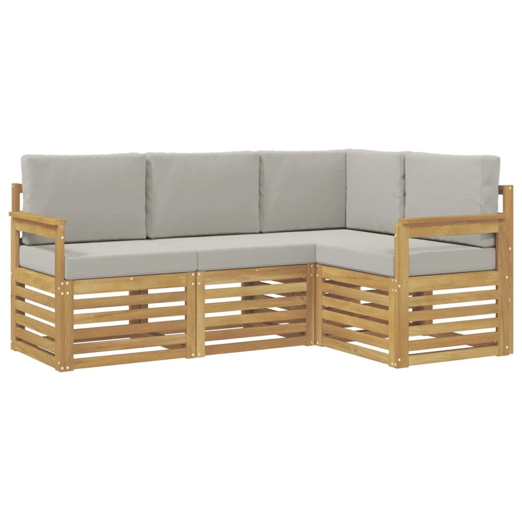 Set di divani da esterno 4 pcs Bianco e Grigio Chiaro
