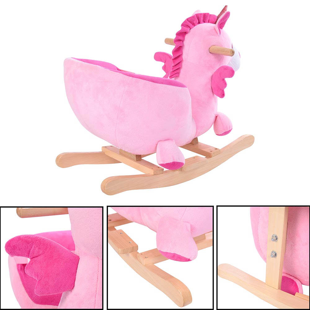 Unicorno a Dondolo Cavalcabile Peluche Cavallo Giocattolo Bambini con Suono