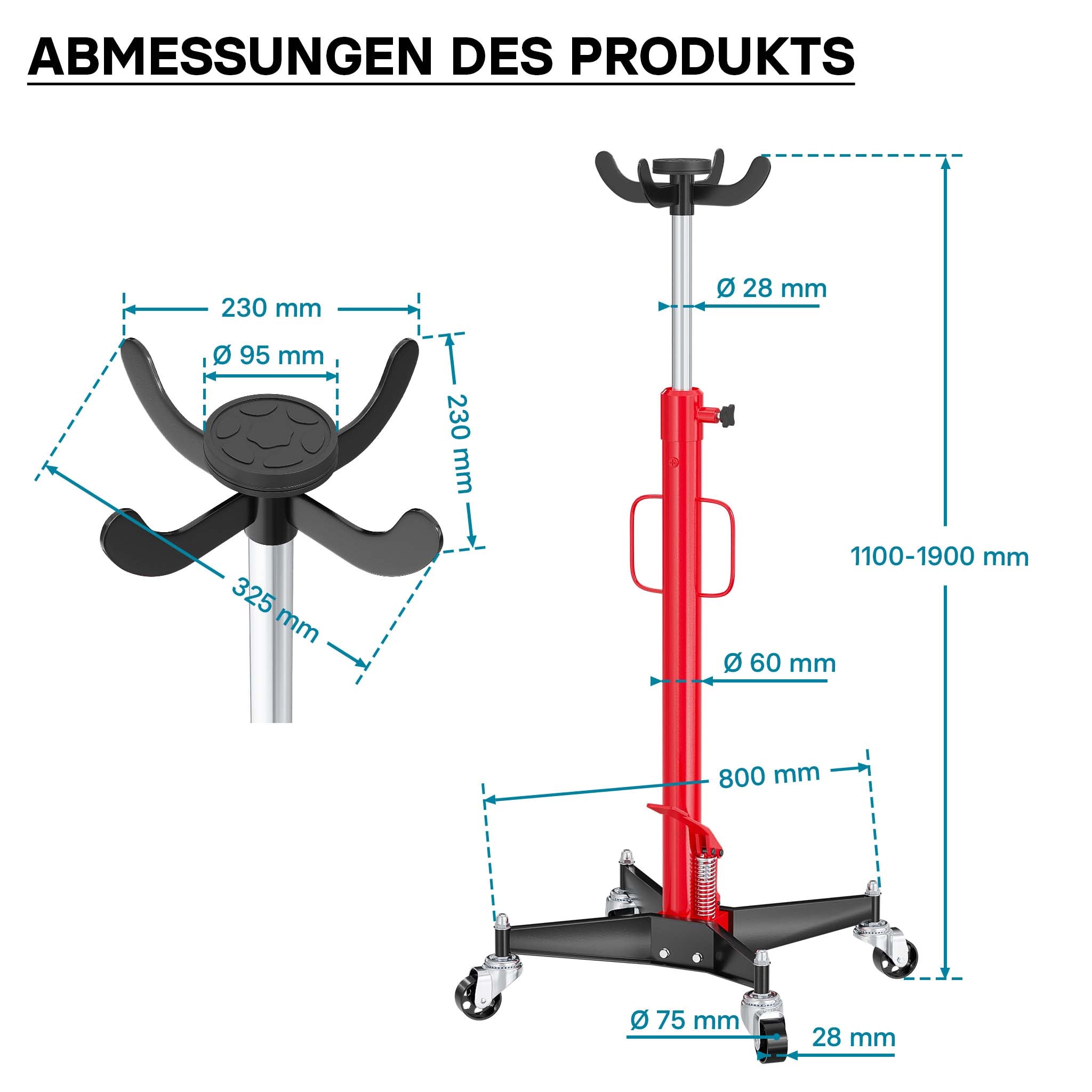 Sollevatore da fossa idraulico carichi fino a 500kg sollevamento da 110 a 190cm