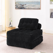 Poltrona letto pieghevole in schiuma con schienale regolabile e funzione salvaspazio per salotto nera 52 × 50 × 30 cm