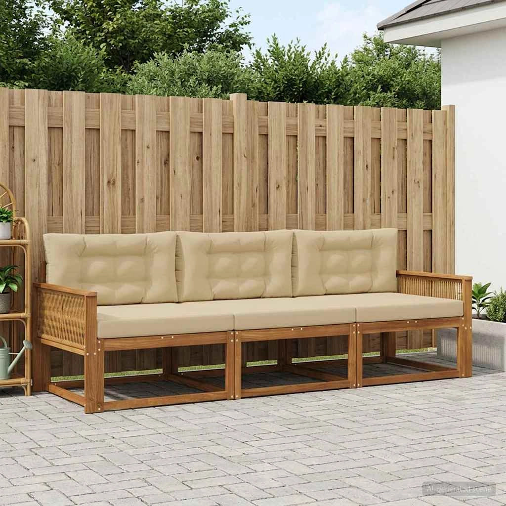 Set di divani da esterno 3 pz Naturale e Beige 3382311