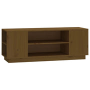 Mobile TV multimediale scaffale TV credenza mobile TV sala da pranzo soggiorno camera da letto color miele 110 x 35 x 40,5 cm legno di pino massiccio marrone 02_0027699