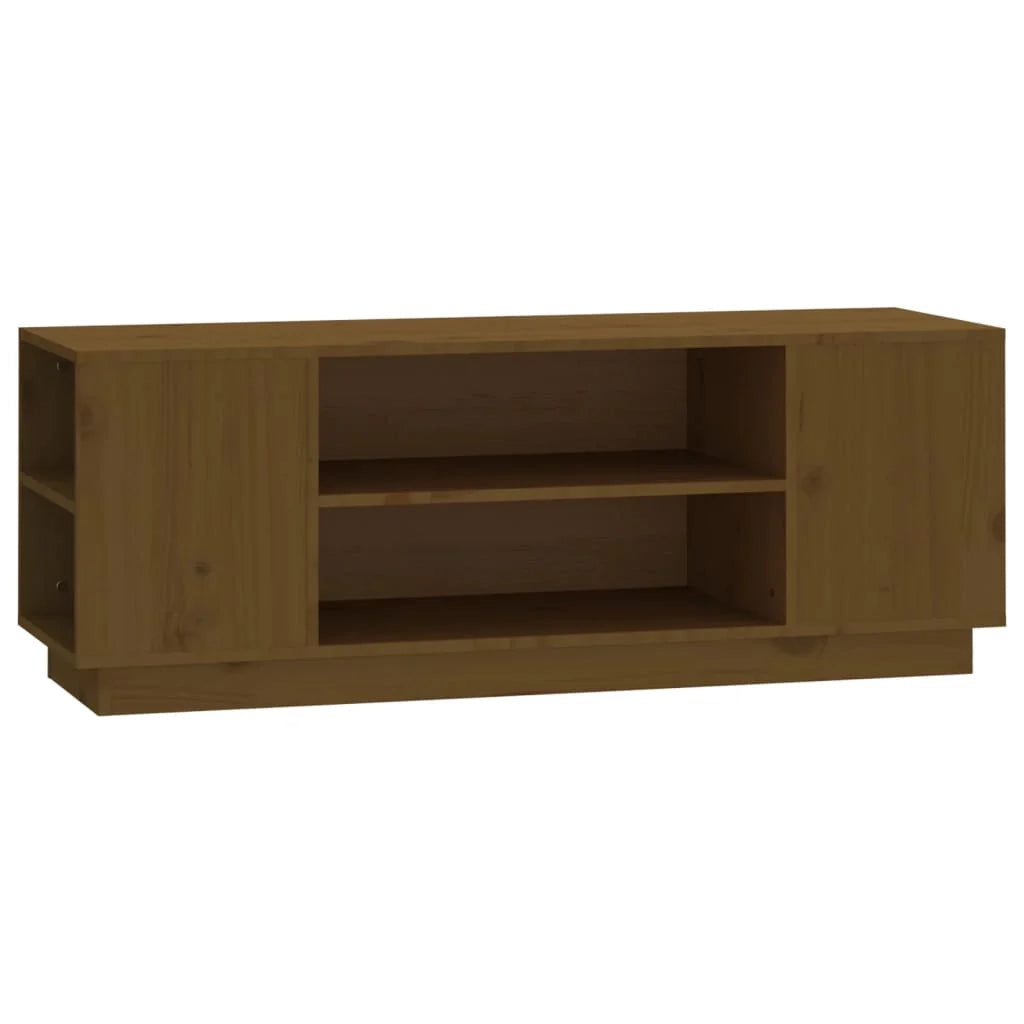 Mobile TV multimediale scaffale TV credenza mobile TV sala da pranzo soggiorno camera da letto color miele 110 x 35 x 40,5 cm legno di pino massiccio marrone 02_0027699