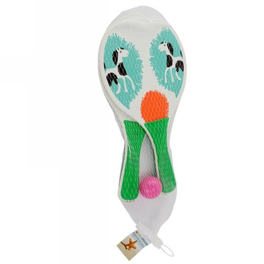 Trade Shop - Racchette Mare Traforate Bambini Legno Beach Tennis Spiaggia Vari Colori Animali -