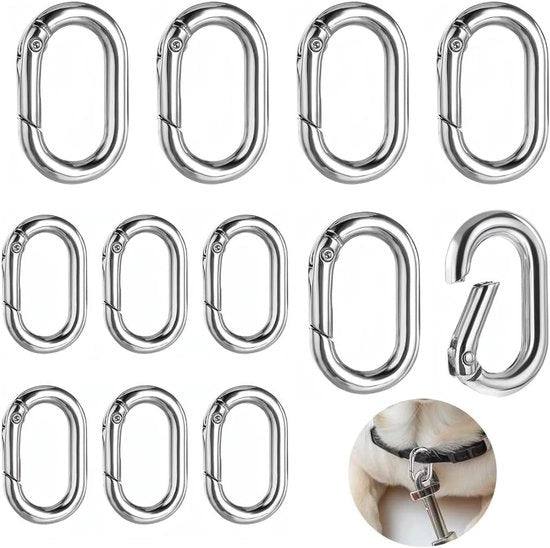 Pacco di 12 Chiavi a Molla di Tipo Ragnatela con Chiusura a Molla Ovale per Catene da Portachiavi, Borse, Bagagli e Cinture Manuali (Argento)