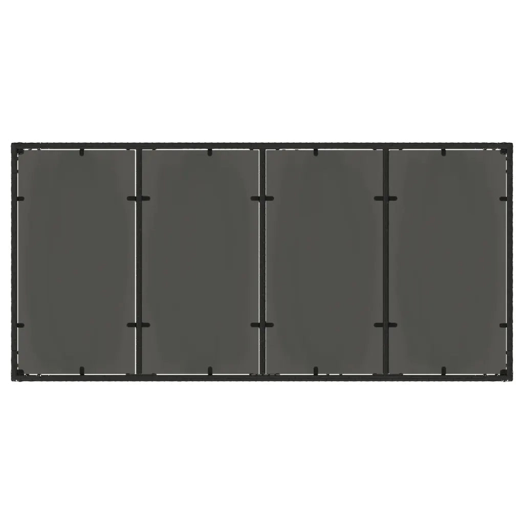 Tavolo da Giardino Piano in Vetro Nero 190x90x75 cm Polyrattan