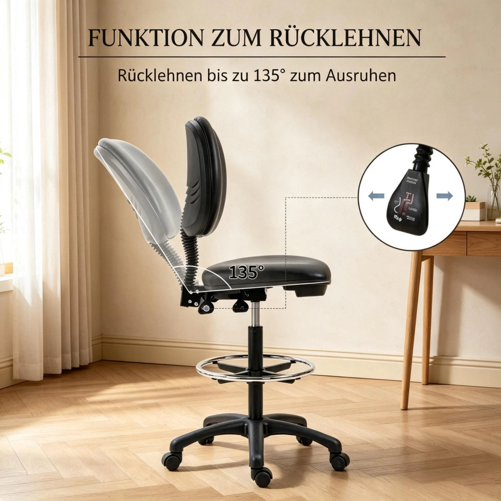 SGABELLO da Ufficio Regolabile 69-91 cm con Schienale Nero