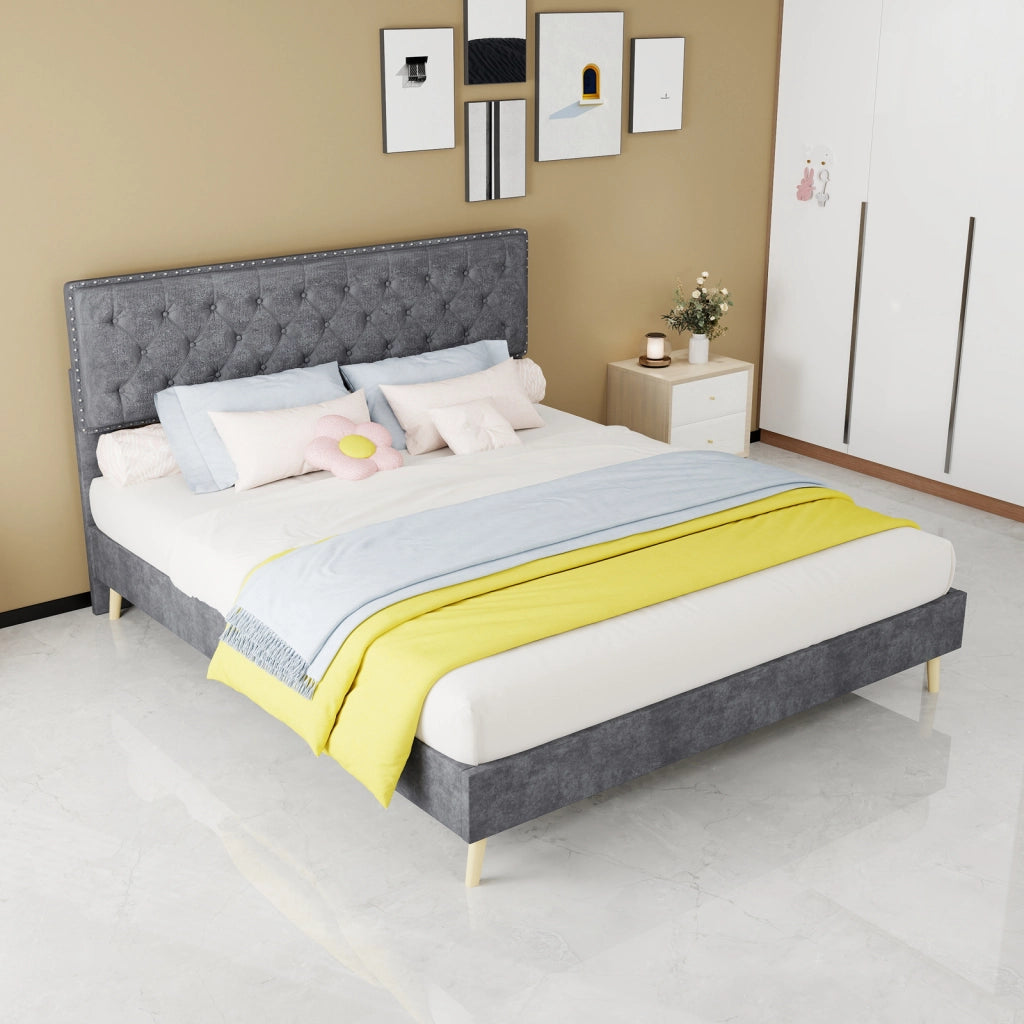 letto morbido tessuto metallo grigio 160 x 200 cm