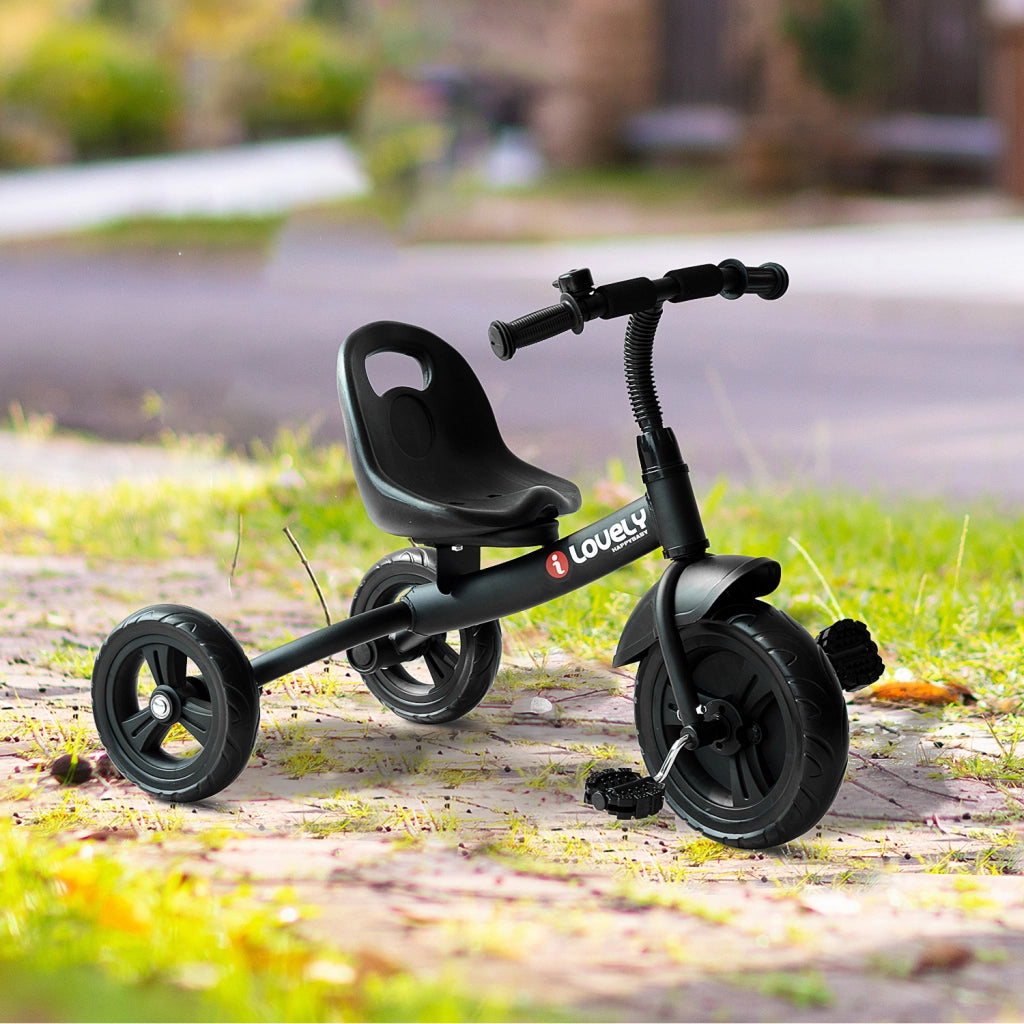 Triciclo per Bambini con Campanello e Parafango ¨C Zephmum ¨C Nero 79x50.5x58cm