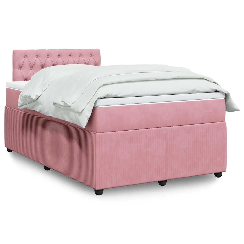 Giroletto a Molle con Materasso Rosa 120x200 cm in Velluto 3290021