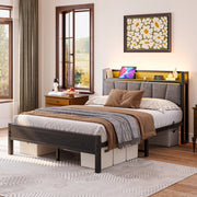 Letto matrimoniale 140x190 cm con LED, USB e presa