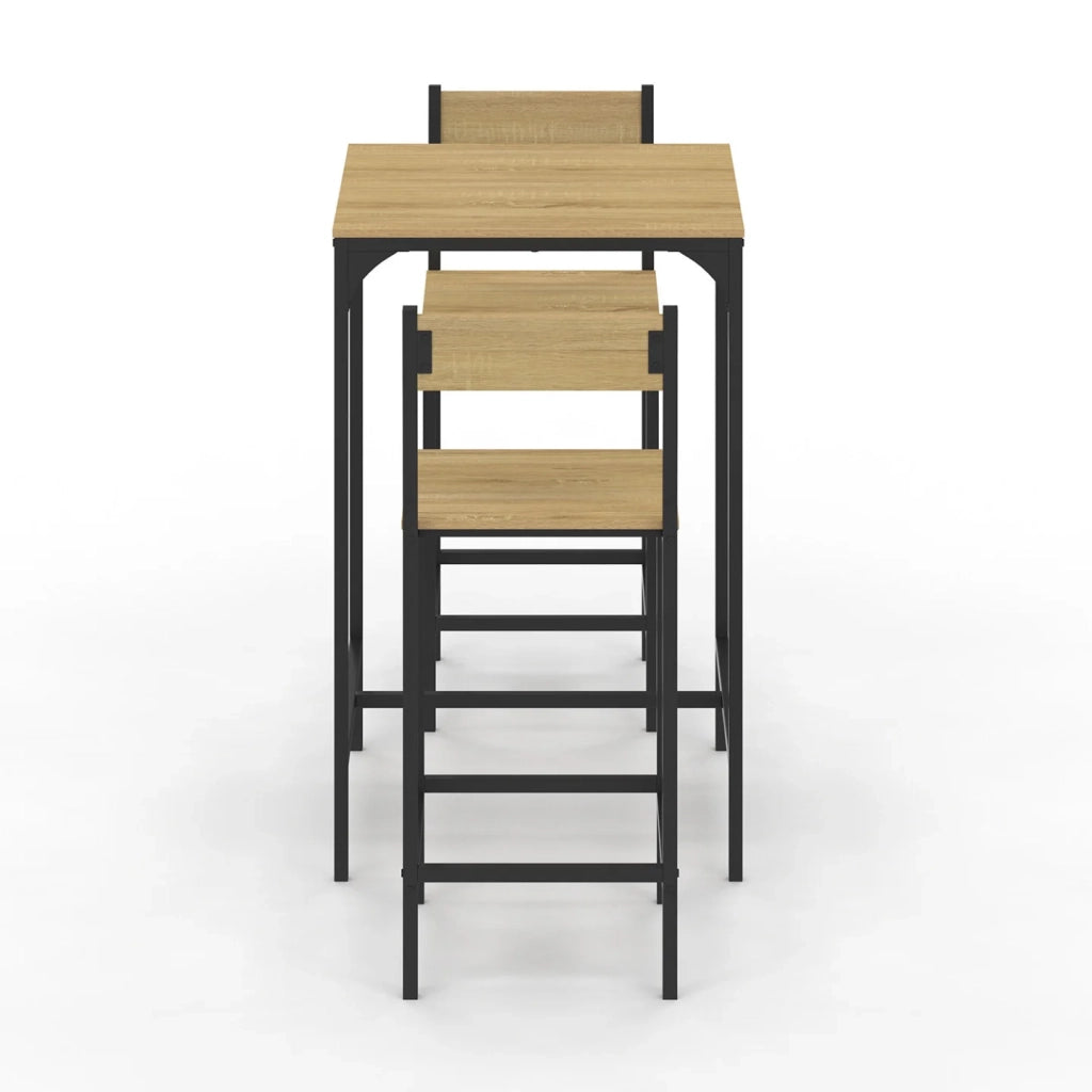 IDMarket - DETROIT Tavolo da bar quadrato da 60 cm e set di 2 sedie da bar di design industriale