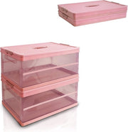Cassetta di stoccaggio pieghevole - Cassetta di stoccaggio in plastica pieghevole - Organizzatore di bagagliaio per auto - Translucido - Rosa