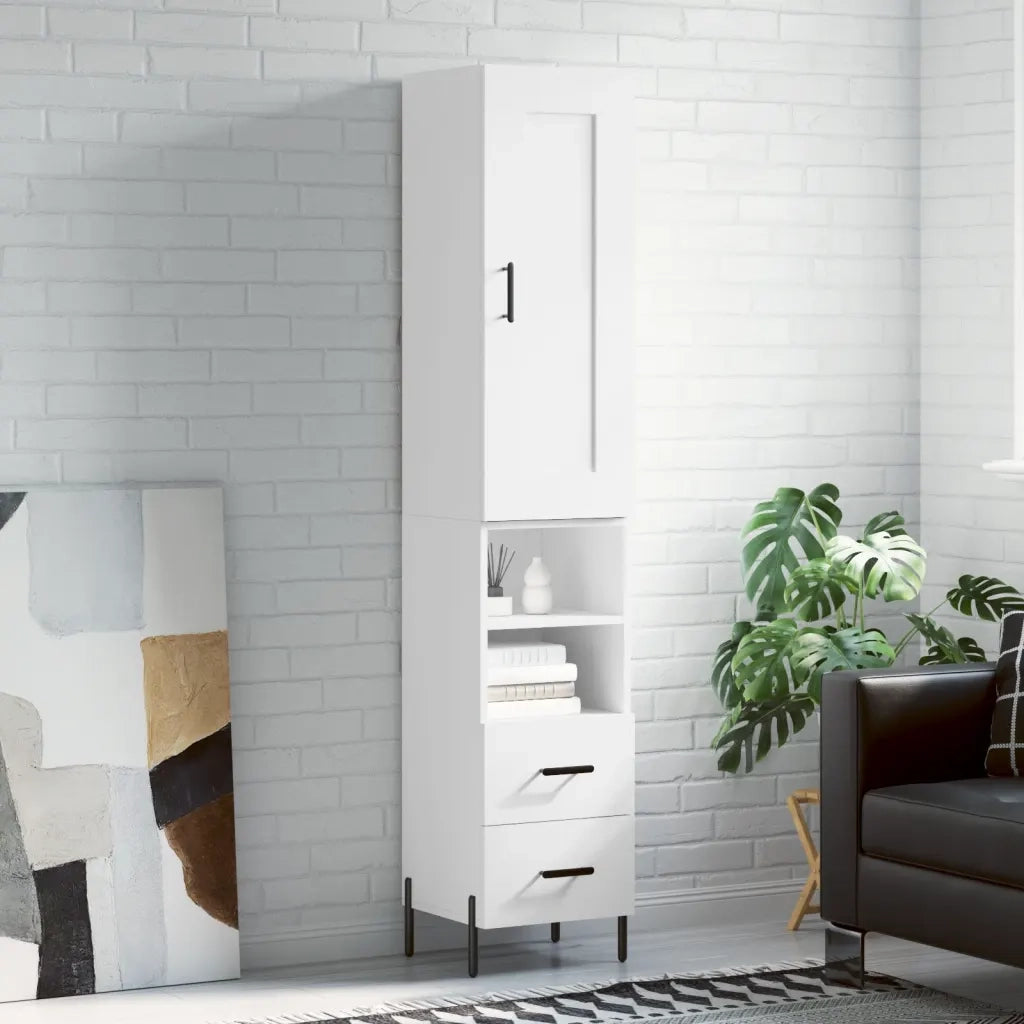Credenza-Buffet-Armadio da cucina Bianca 34,5x34x180 cm in Legno Multistrato 330966