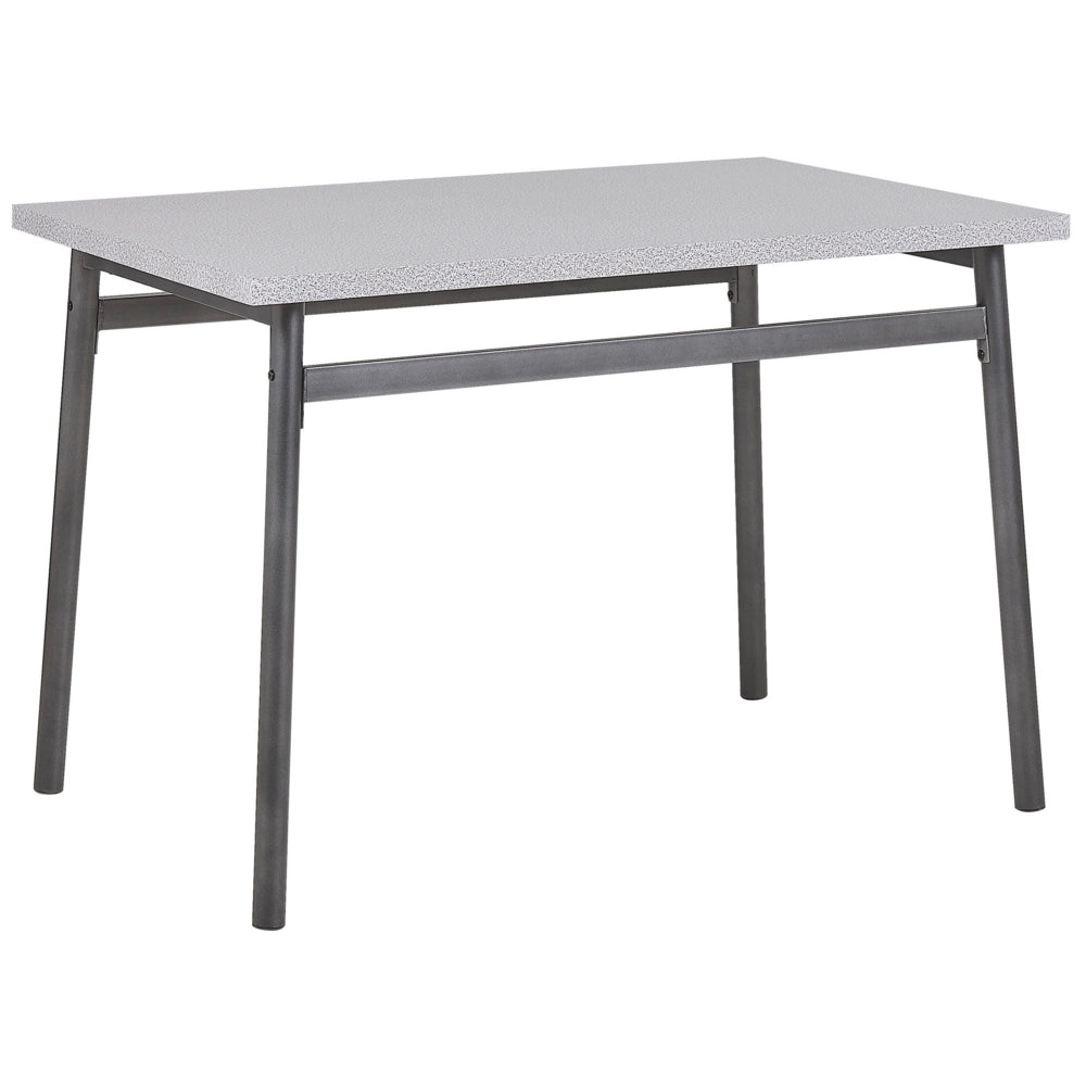 Set Pranzo Piano Grigio Gambe Acciaio Nero Tavolo Rettangolare 110 x 70 cm 4 Sedie Moderne