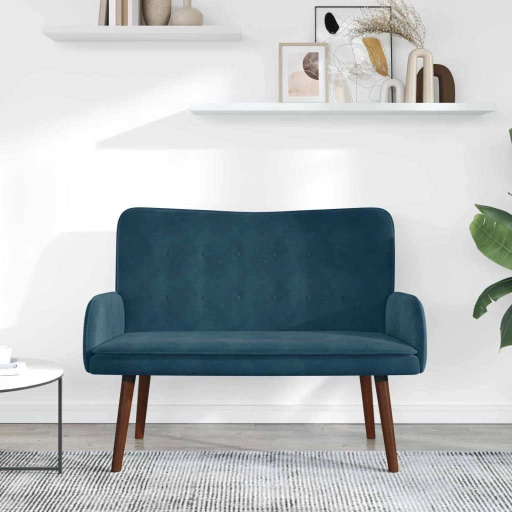 Sofa a Due Posti Blu 115 x 61 x 87 cm Velluto