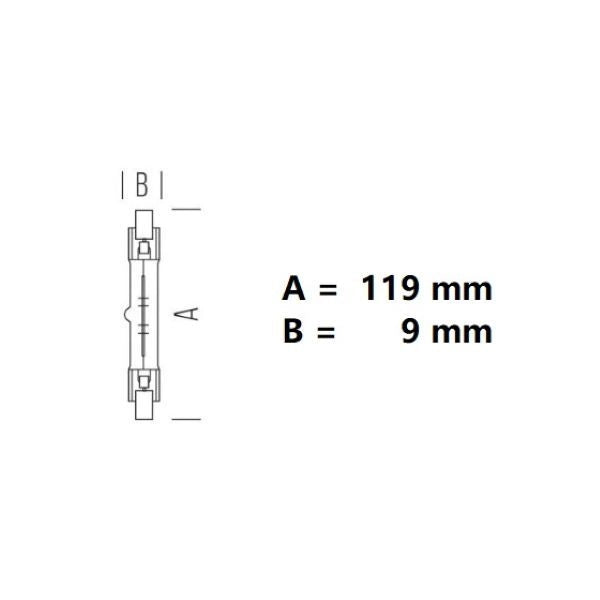 R7S LAMPADINA LINEARE ALOGENA 120W LUCE CALDA 2900K 2250 LUMEN 119 MM BOT