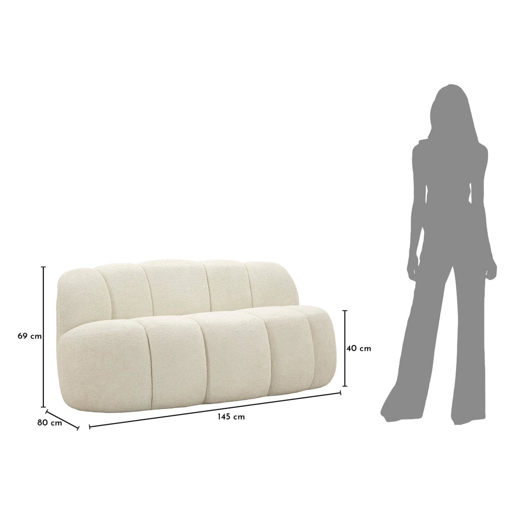 Alchi, Divano Fisso 2 Posti Posti a Sedere 2, 82x58x147h cm Bianco