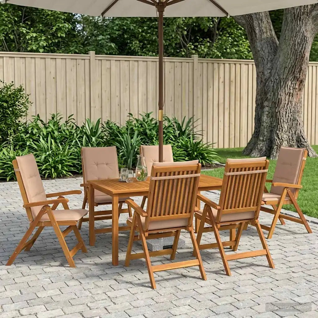 Set da pranzo da giardino 7 pezzi Naturale 3434574