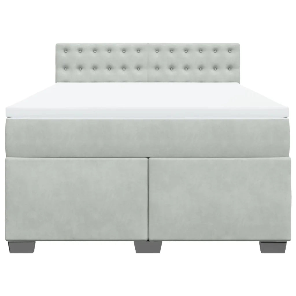 Giroletto a Molle con Materasso Grigio Chiaro 160x200cm Velluto