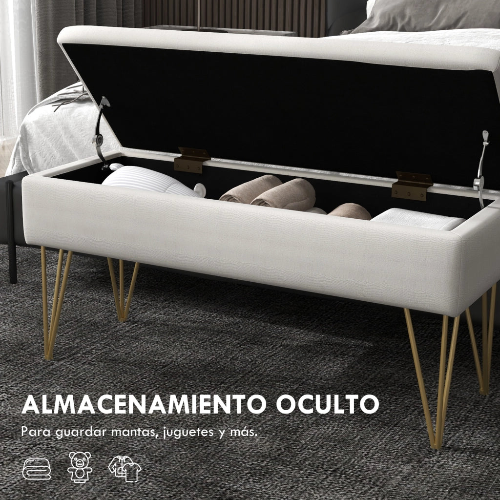 Pouf Imbottito in Tessuto Sintetico con Struttura in Acciaio ¨C zephmum ¨C Crema 45x45x45