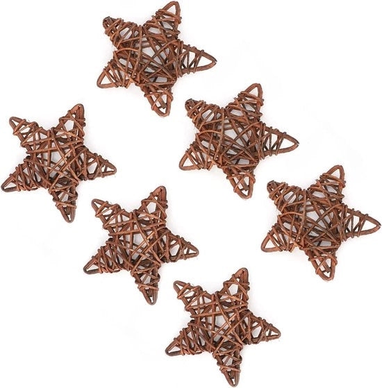Stelle decorative naturali in rotan 6 pezzi bianchi per matrimonio e Natale - Artigianato per feste e scuola materna con tema di festival.