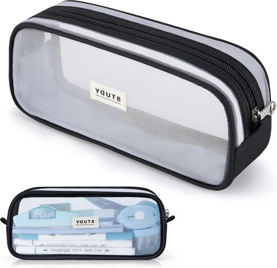 Etui per penna - grande tas per pennarelli - cassetto per carta da lettera - tas per trucco - per studenti - scuola - università - ufficio - Tas per pennarelli nero