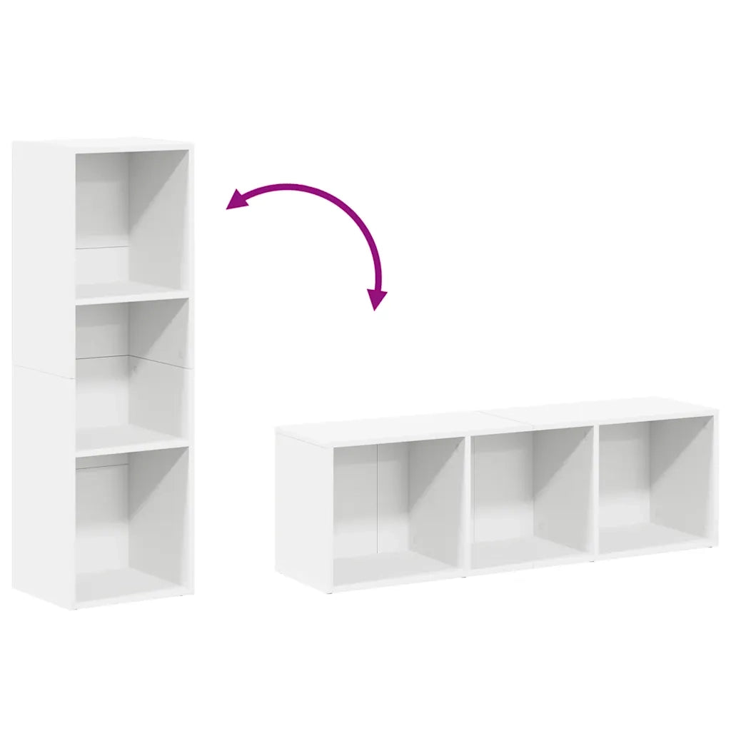 Libreria-Mobile TV Bianco 36x30x114 cm in Legno Multistrato