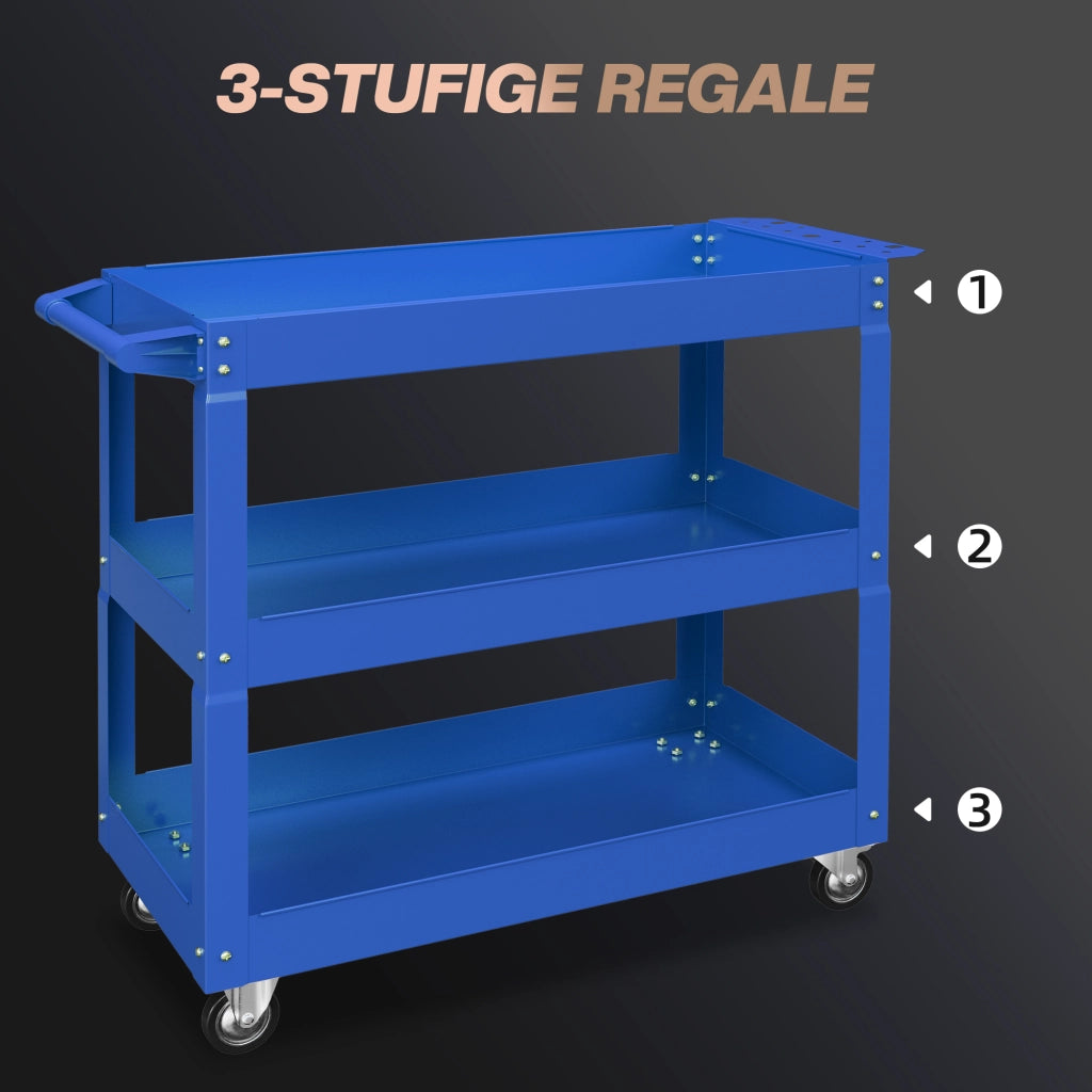 Carrello per attrezzi 3 cassetti ¨C zephmum ¨C Blu, 83x35x76 cm