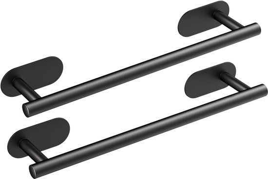 Due supporti asciugamani senza forare, supporto asciugamani bagno in acciaio inossidabile 40 cm, nero
