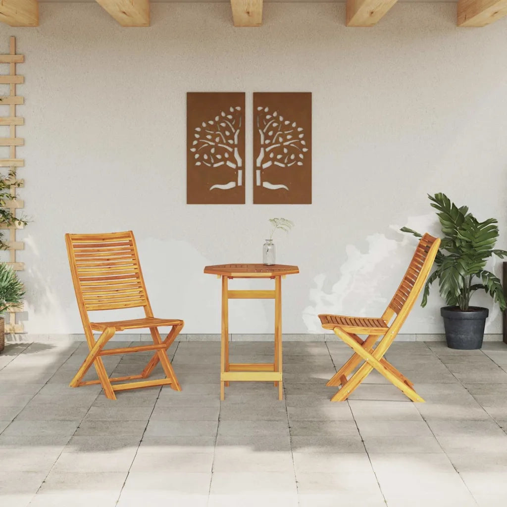 Set Bistro Pieghevole 3 pcs Marrone Legno di Acacia Massello 3375692