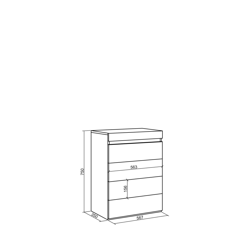 Cassettiera, 57x35x75cm, Camera da letto, Con Stoccaggio, colore Rovere RF3432