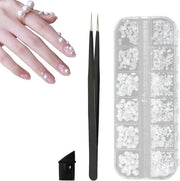 Pietre a forma di mezza luna per arte del trucco - Perline decorative a forma di mezza luna con pinza e contenitore di archiviazione per unghie, cover per telefono e progetti di artigianato (1 contenitore/12 contenitori)