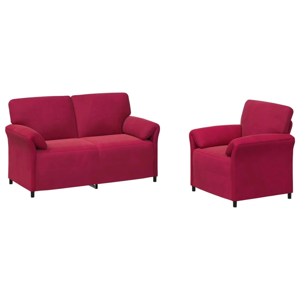 Set di divani 2 pz Rosso Vino Velluto 3424904