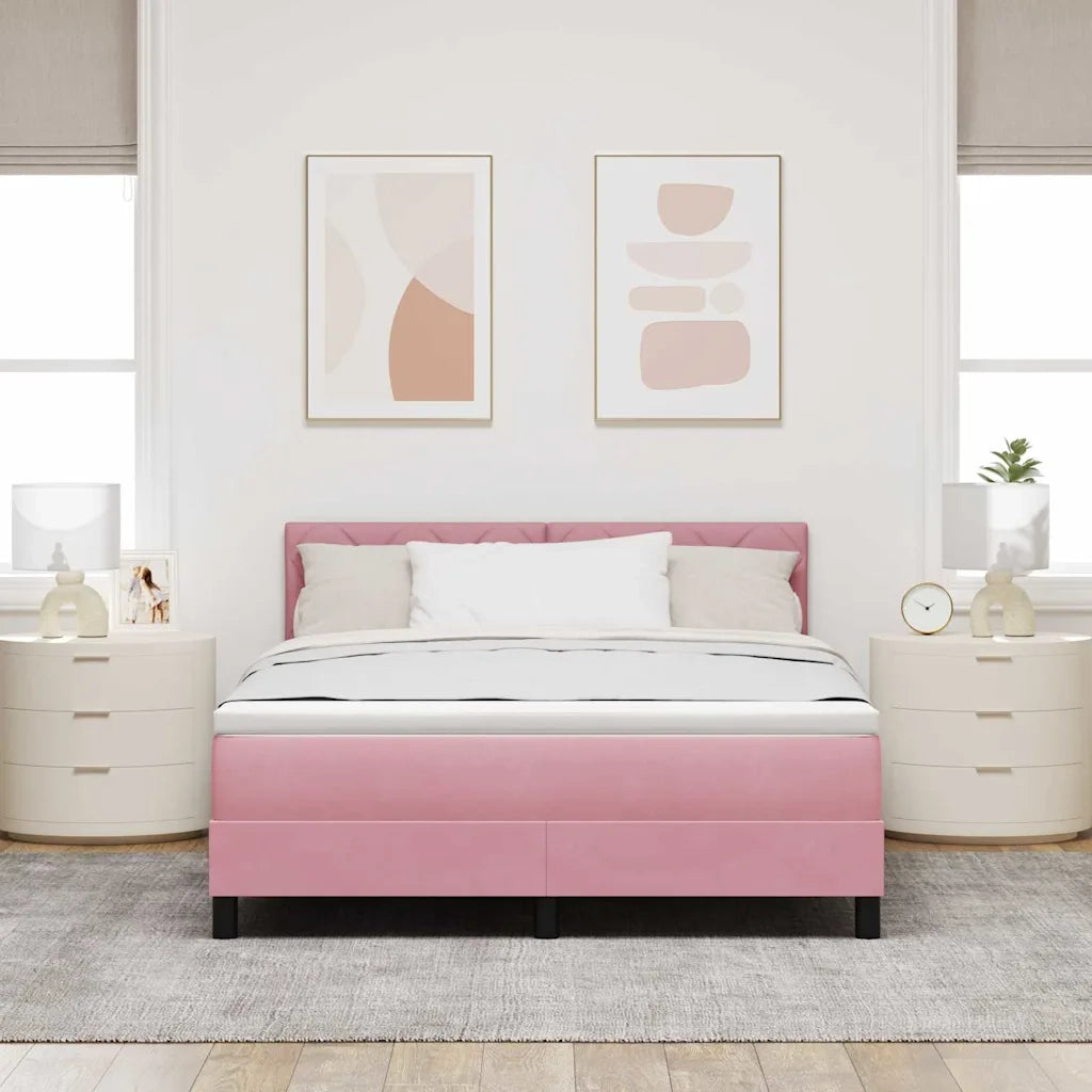 Letto a molle con testiera Rosa 140 x 190 cm Velluto 3342721