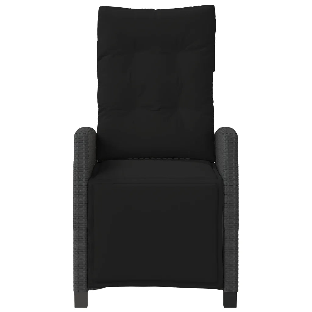 Sedia Reclinabile da Giardino con Poggiapiedi Nera Polyrattan 365233