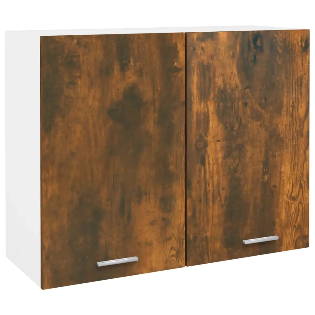 Mobile da cucina a parete dal design moderno con vano contenitore 80 x 31 x 60 cm realizzato in legno composito di rovere affumicato 02_0048203