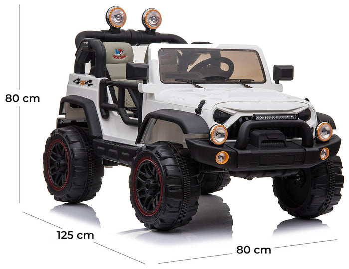 Macchina Elettrica per Bambini 2 Posti Maxi Fuoristrada 12V Happy Kids Bianca