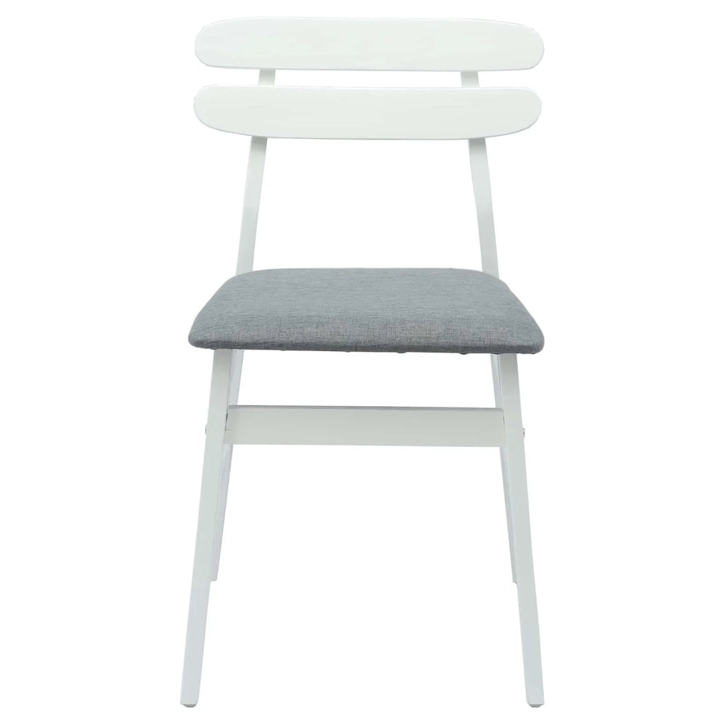 Sedia da pranzo 2 pcs Bianco e Grigio Legno di gomma solido