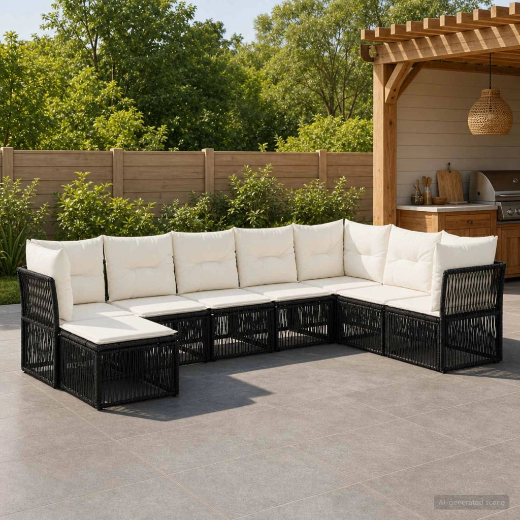Set Divano da Giardino 8 pz Nero polyrattan 3434314