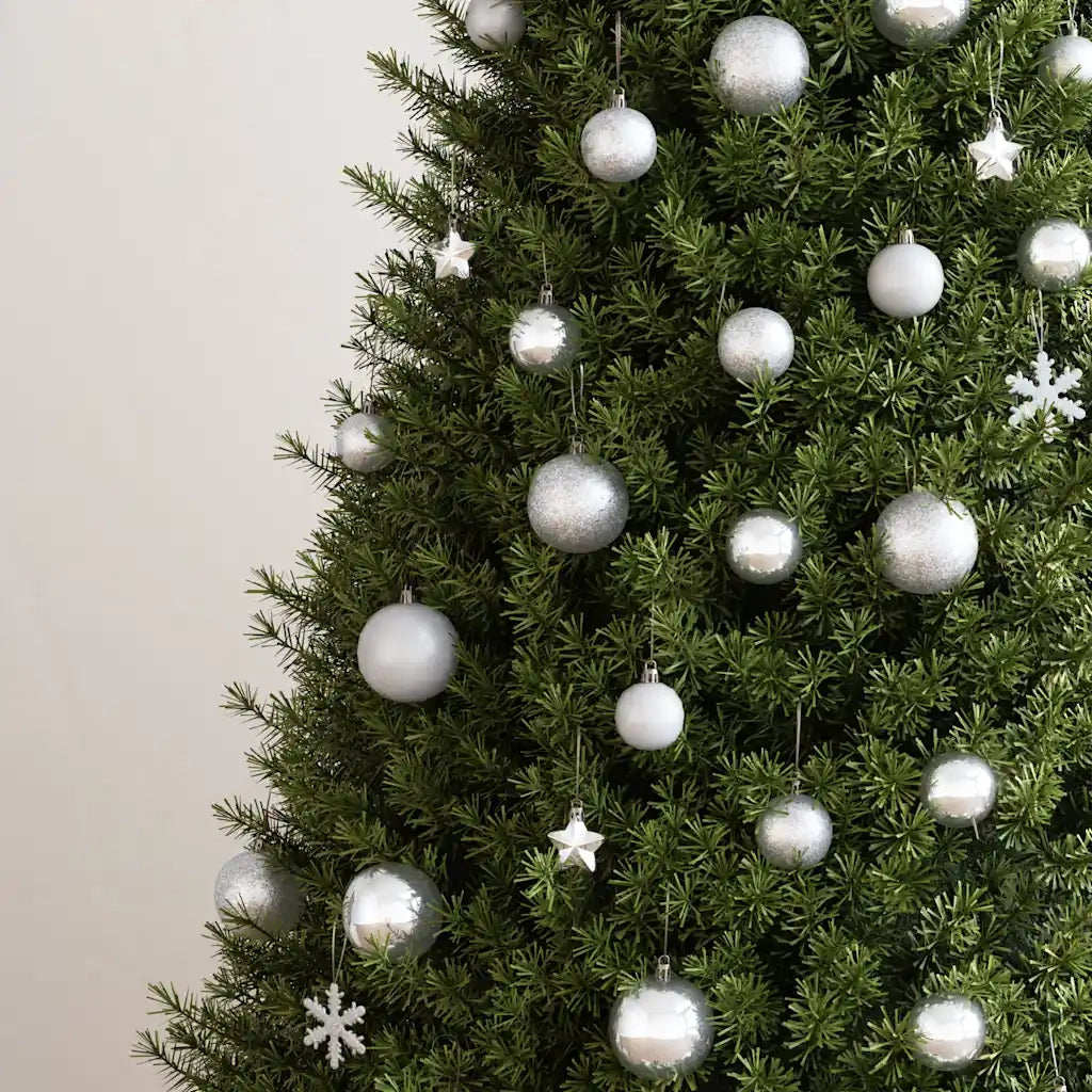 Set Palline di Natale 111 pz-Decorazioni natalizie Argento in Polistirene