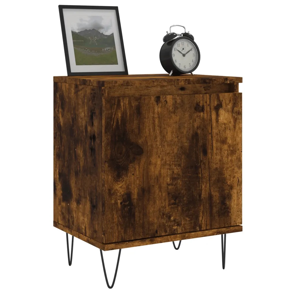Set di 2 Comodini | Armadio da Notte | Mobiletto da notte Rovere Fumo 40x30x50 cm in Legno Multistrato