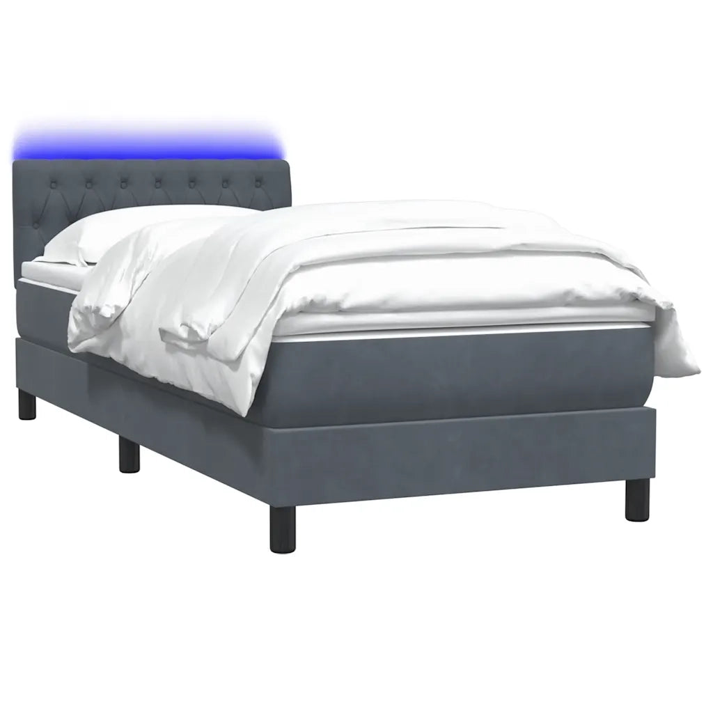 Letto a Molle con Materasso e LED Grigio Scuro 90x220 cm Velluto 3317200